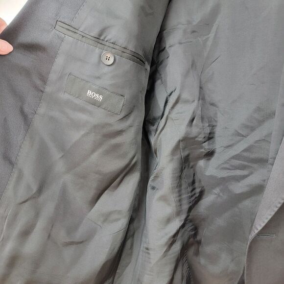 Mens LUXURY HUGO BOSS "HOUSTON/GLORIOUS" WOOL TUXEDO SUIT In BLACK 46R EX-CON - Picture 6 of 12